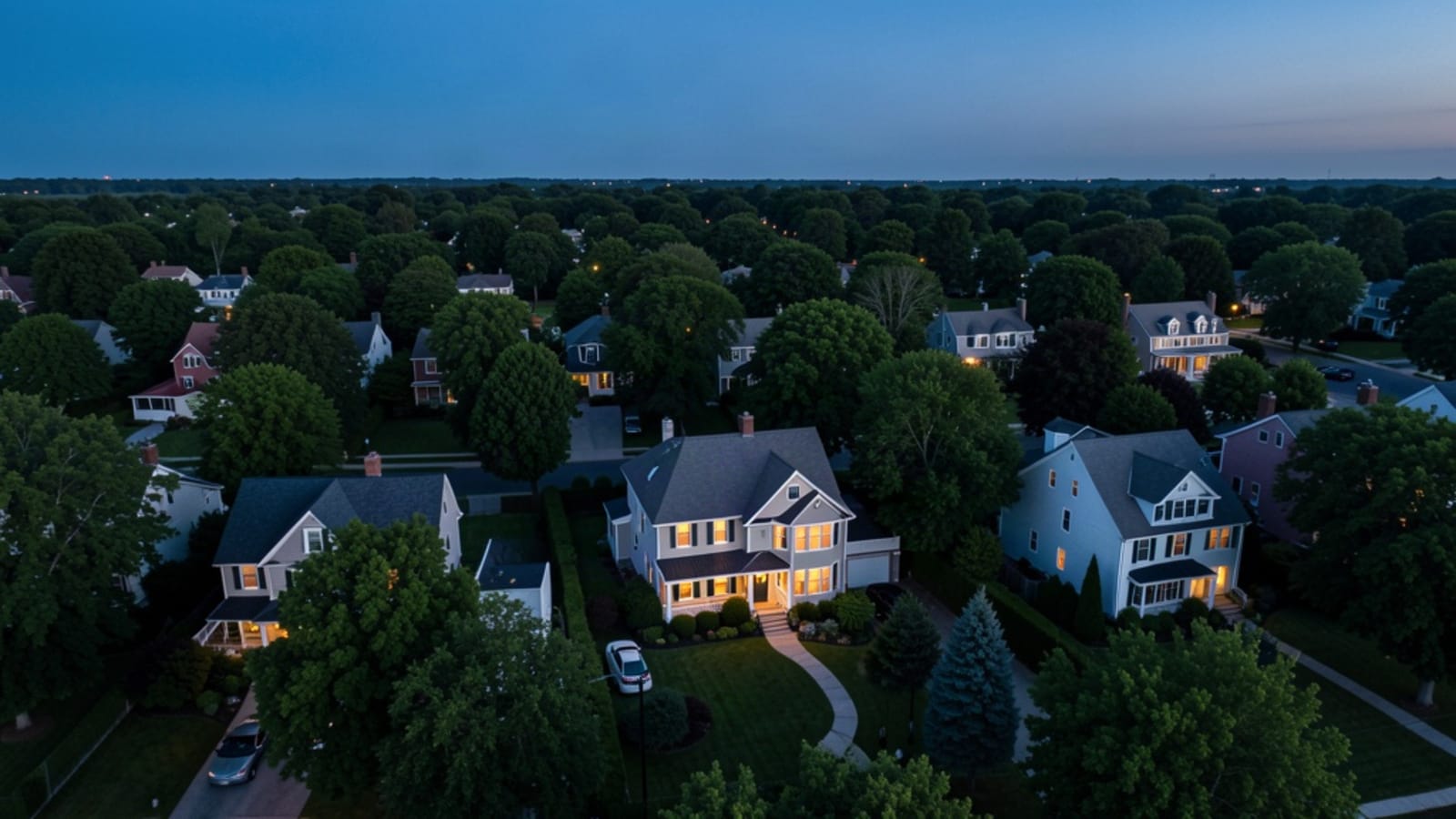Neighborhood at dusk