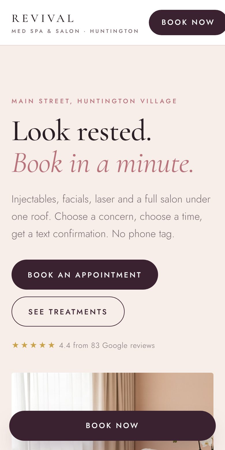 Revival Med Spa concept on a phone